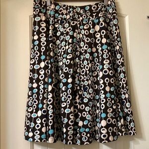 Lapis Brown, Blue and Cream Midi A-Line Skirt